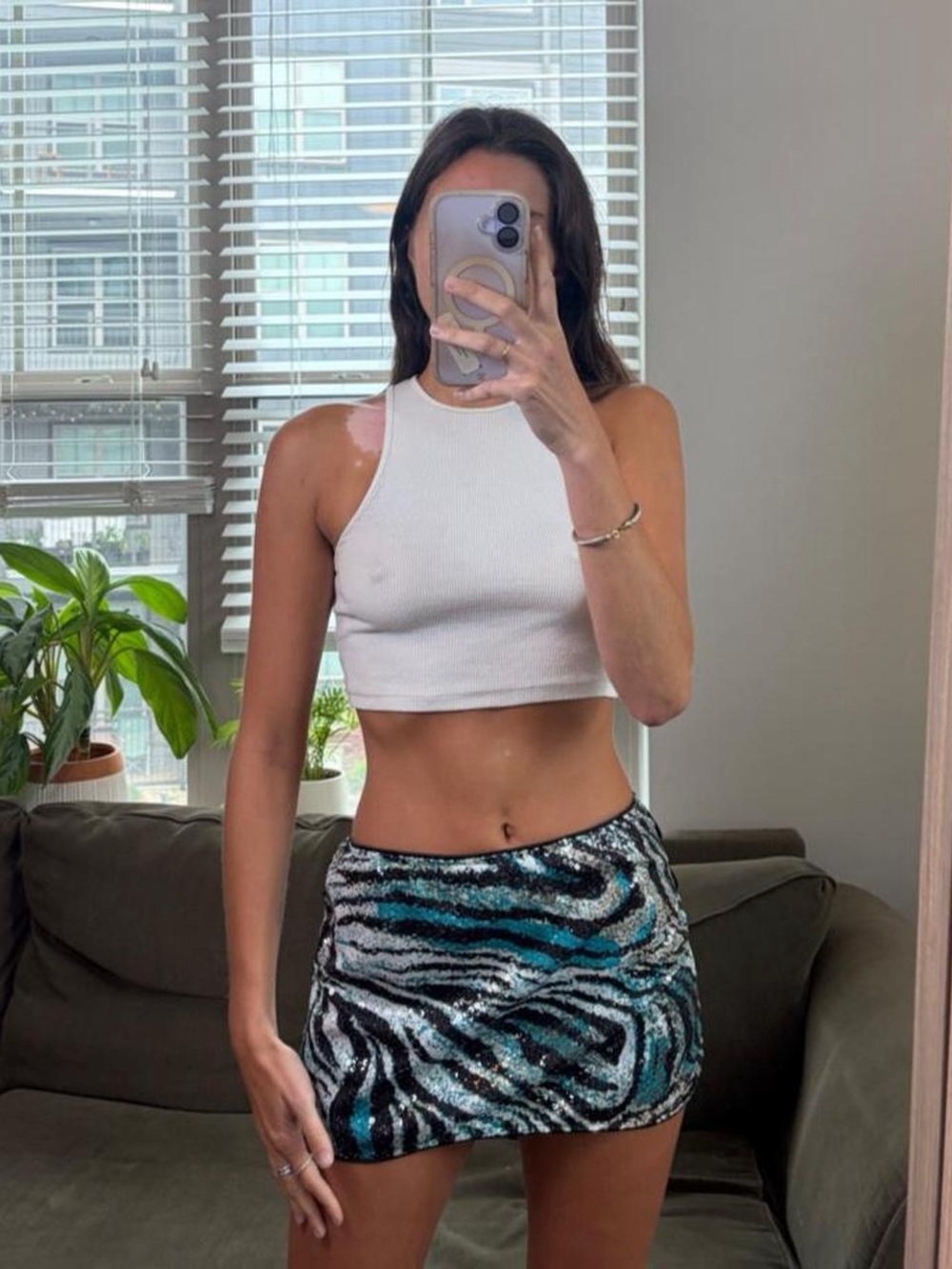 Zebra sequin mini skirt